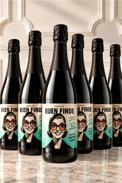 Vino Blanco Frizzante Sin Alcohol Buen Finde-trasera
