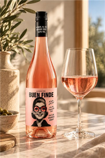 Vino Rosado Tempranillo Sin Alcohol Buen Finde-trasera