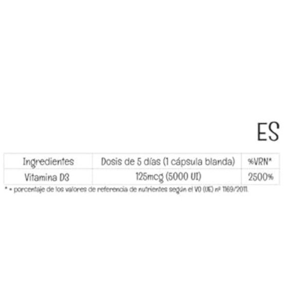 Vitamin D-3 5000 IU 250 Softgels-detalle