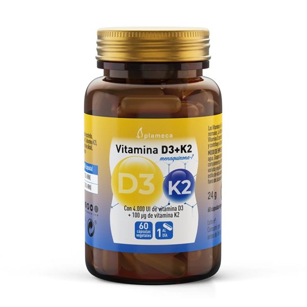 Vitamin D3 + K2 60 capsules Plameca-trasera