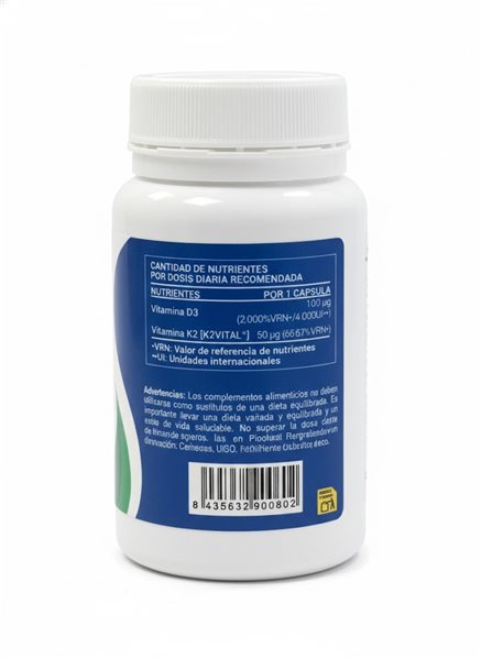 VITAMINE D3 + K2 90 CAPSULES 4000 UI-lateral