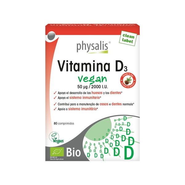 Vitamine D3 Vegan 80 comprimés Physalis-detalle
