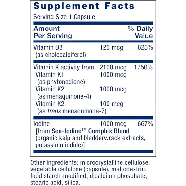 Vitamins D and K With Sea-Iodine 60 Caps-detalle