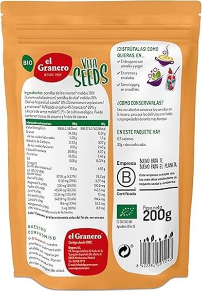 VITASEEDS GRAINES DE LIN, CHIA, POMME ET CANELLE 200 g-detalle