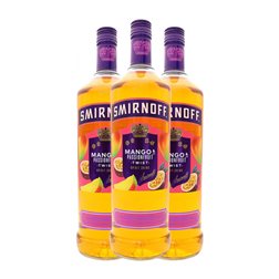 Vodka Smirnoff 1 L Fruit de la Passion — Fruta de La Pasión, Mango (Caja de 3 unidades)