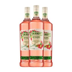 Vodka Smirnoff Infusions Organic — Ecológico 1 L Raspberry — Frambuesa (Caja de 3 unidades)
