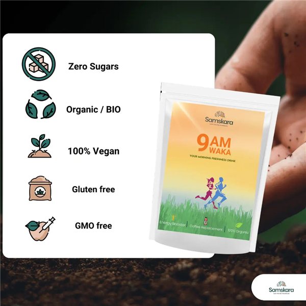 Waka 9 A.M — Morning Superfood Blend BIO - 160g-izquierda