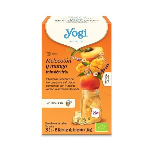 Yogi Frio Pfirsich und Mango Bio 15 Teebeutel-izquierda