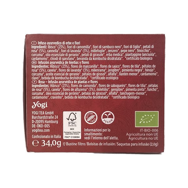 Yogi Tea Rose 17 sachets BIO-trasera