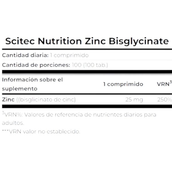 Zinc Bisglycinate 100 Tab-detalle