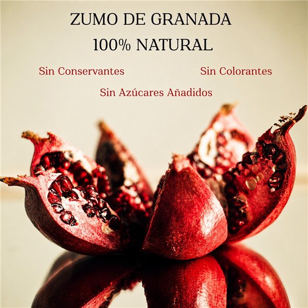 Zumo de Granada 100% Natural Variedad Kingdom | Prensado en Frío | Pack Zumo Granada Natural 6x750 ml sin Azúcar Añadido y rico en Antioxidantes | Zumo Vegano-izquierda