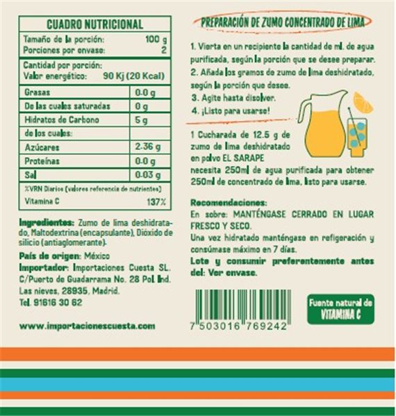 Dehydrated lime juice El Sarape 200g-detalle