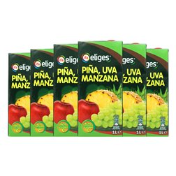 Zumo Eliges 1 L Manzana, Piña, Uva (Caja de 6 unidades)