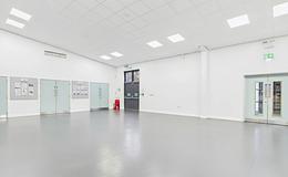 Photograph of Large Hall with Kitchen, Wharton Library
