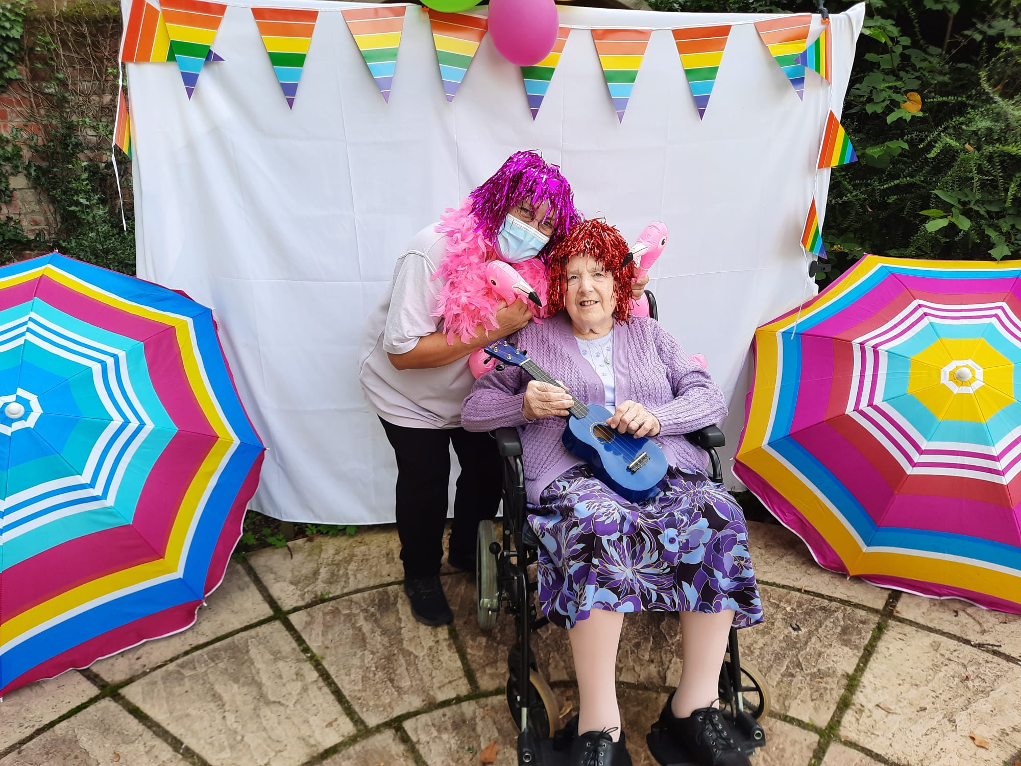 Residents at The Beeches posed at the home's Photobooth during their 2021 Summer Fete. 