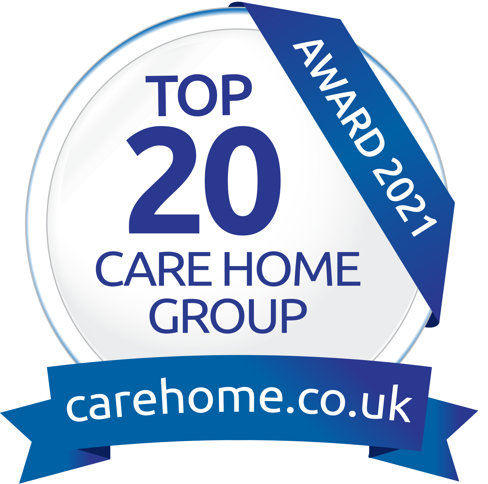 Top 20 Large Care Home Group awards winners logo. 