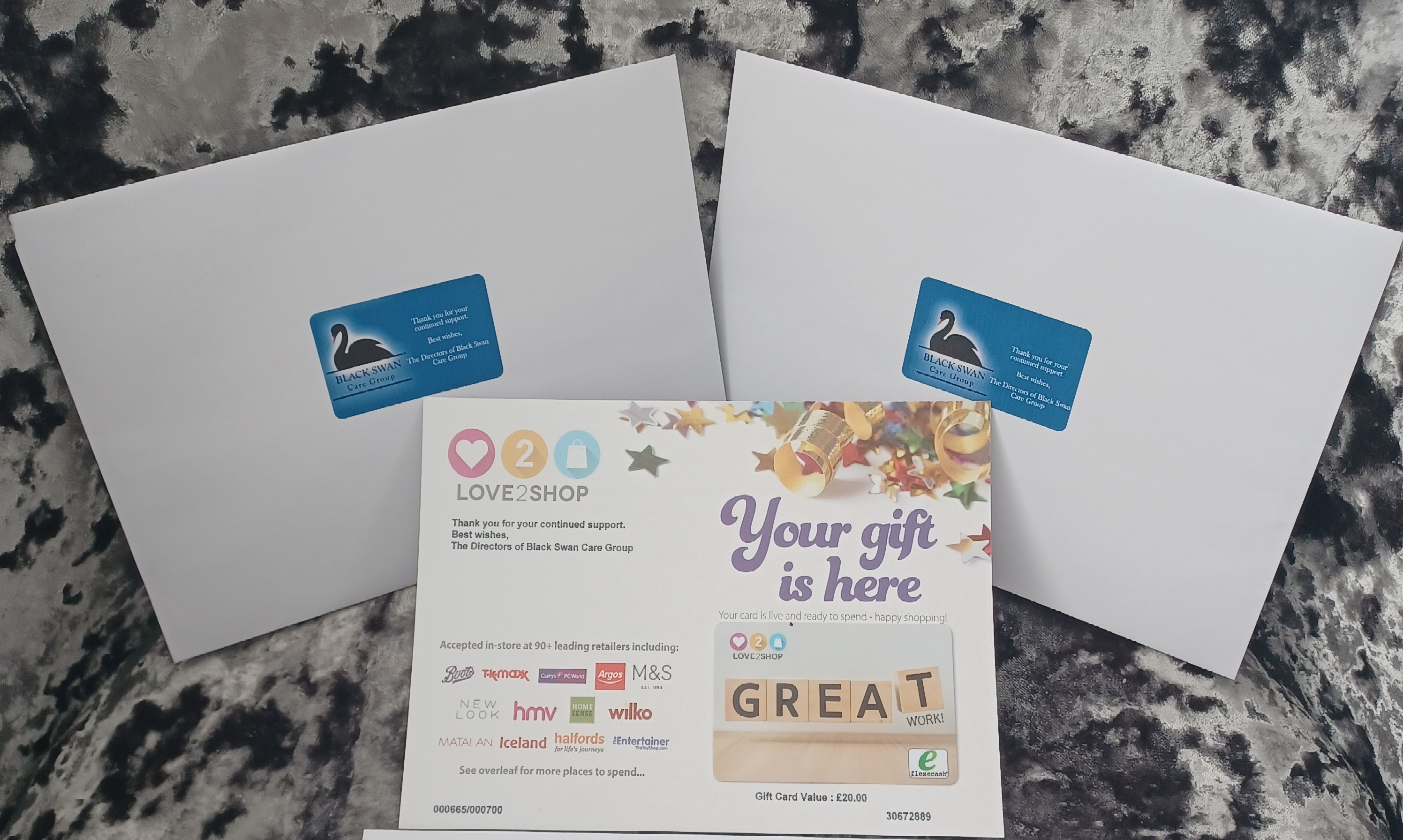 Every staff member across the group receives a £20 LoveToShop voucher as a thank you from the company. 