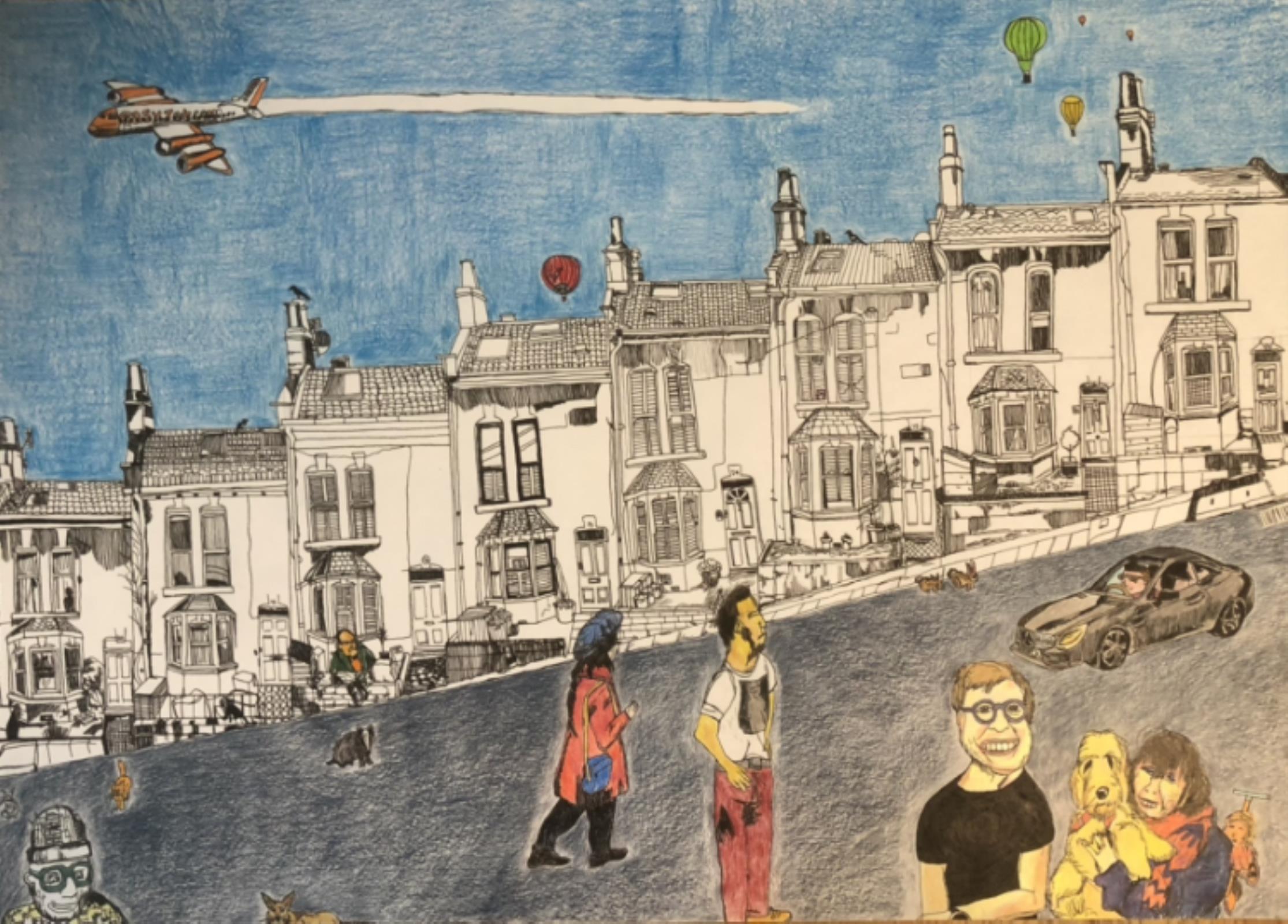 In the middle of the street