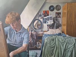 Self-portrait at the easel