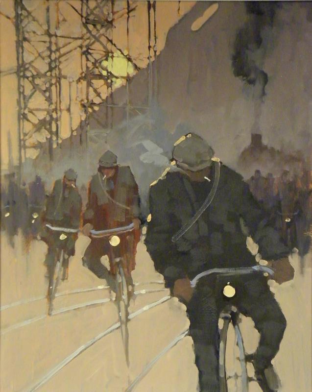 A GHOST GETTING ON A BIKE