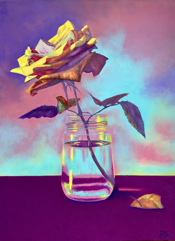 Funky rose in a pickle jar