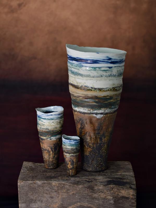 Layers of Perspective: The Somerset Levels From West Mendip Ridge (Trio of Landscape Vessels)