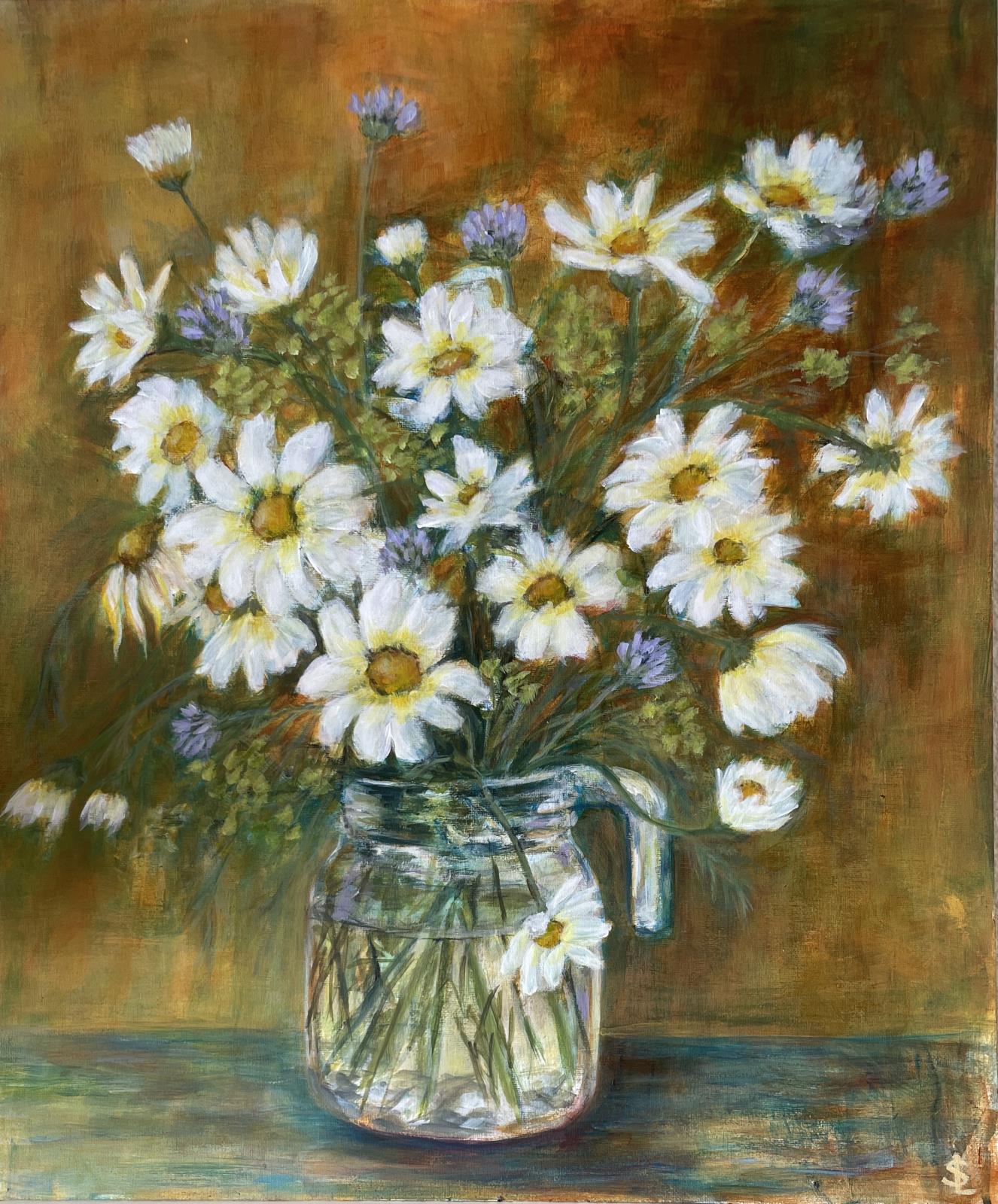 Wild Marguerites In a Glass Jug