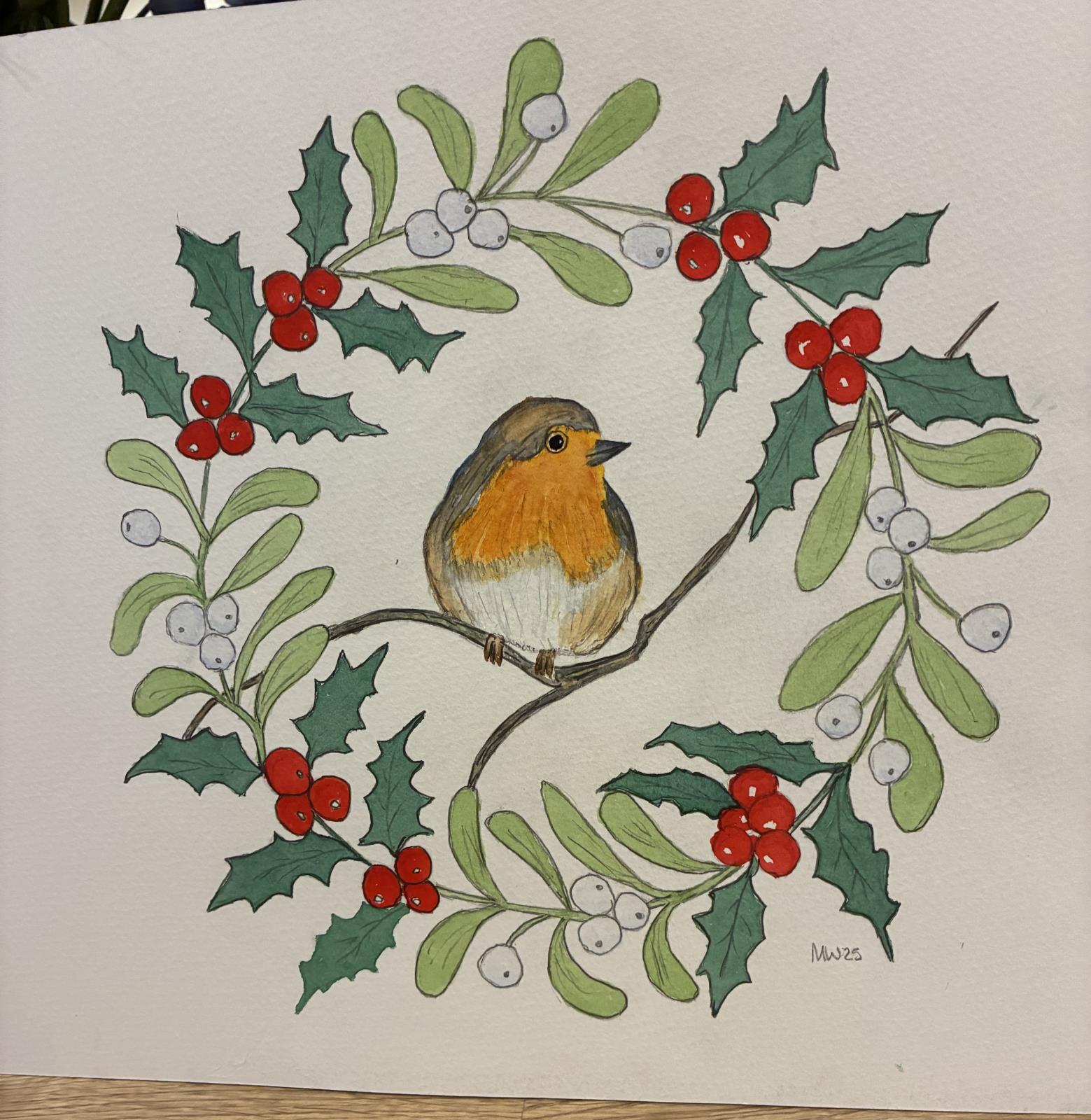 Christmas Robin Wreath