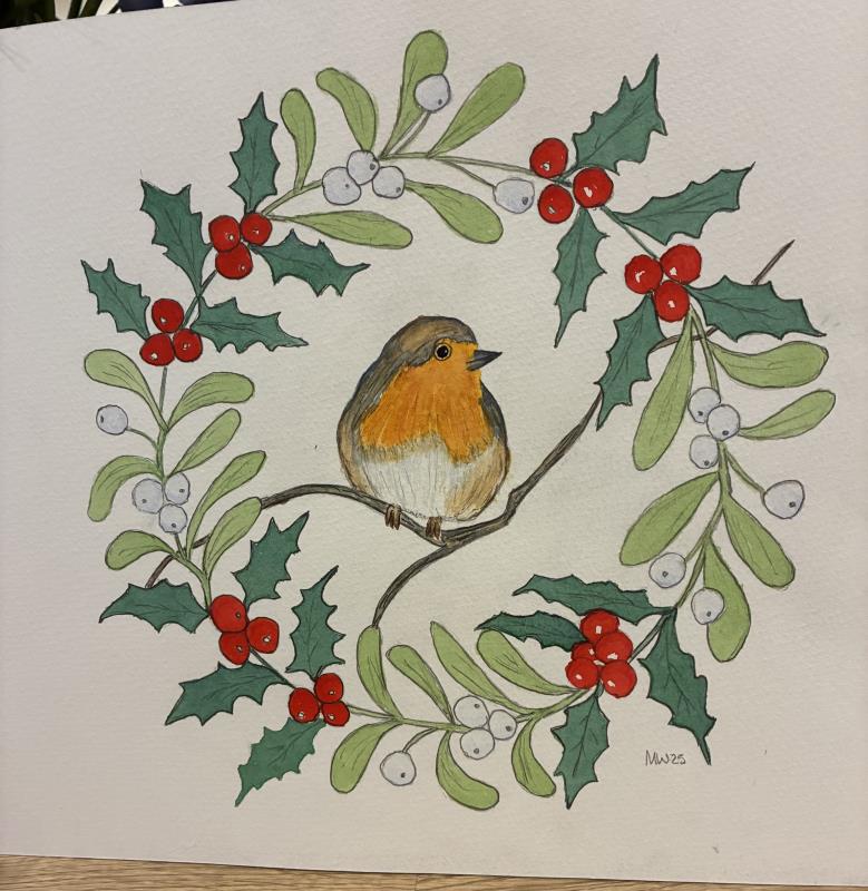 Christmas Robin Wreath