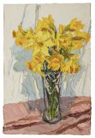Daffodils on a pink cloth
