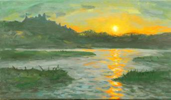 Sunset on the Durance, Orgon Castle ruins, Provence