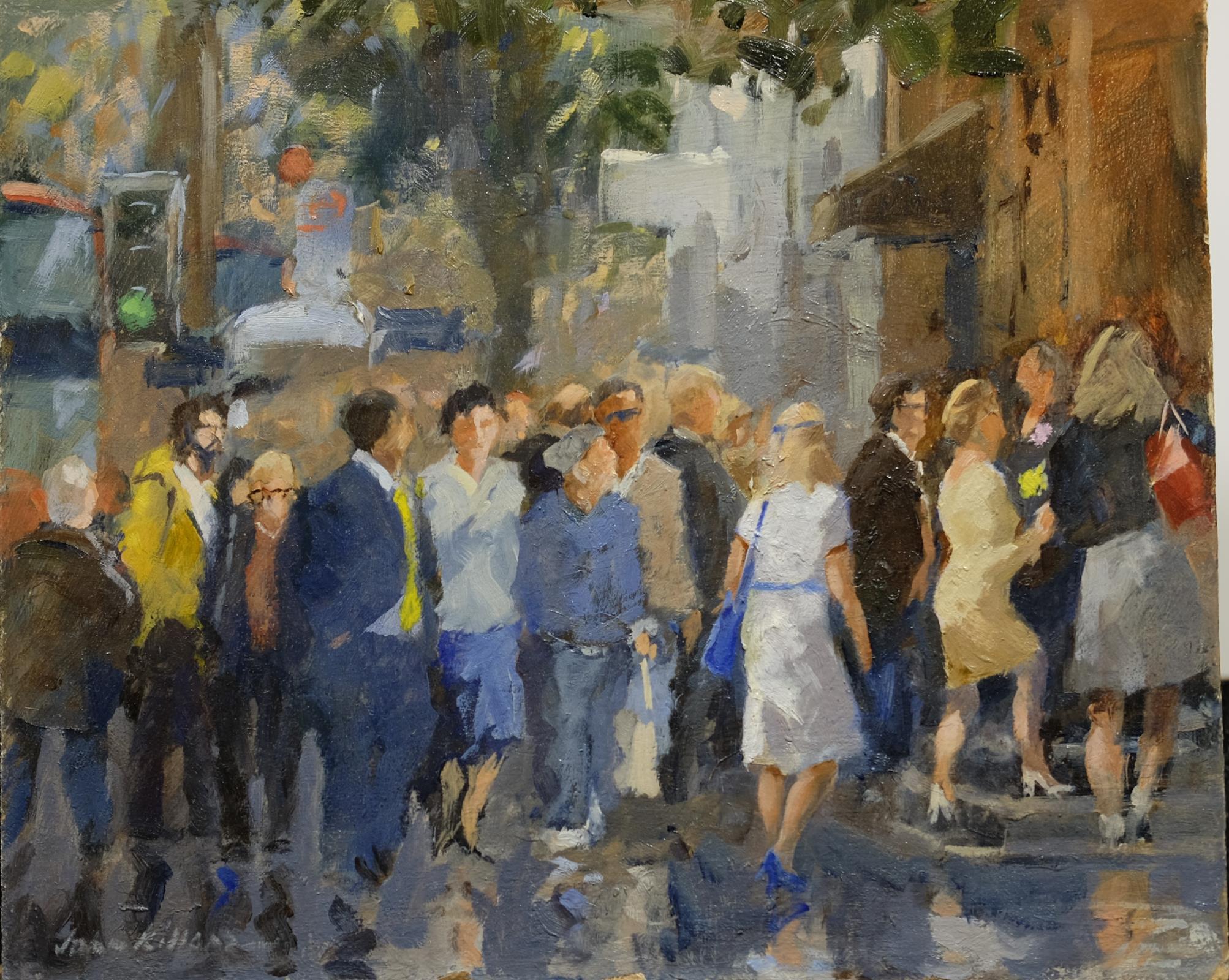 Friends arriving at the Old Town Hall