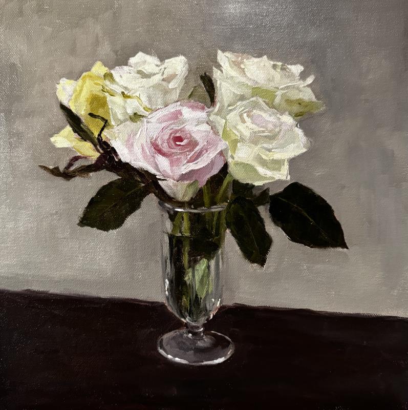 Roses in a Fluted Glass