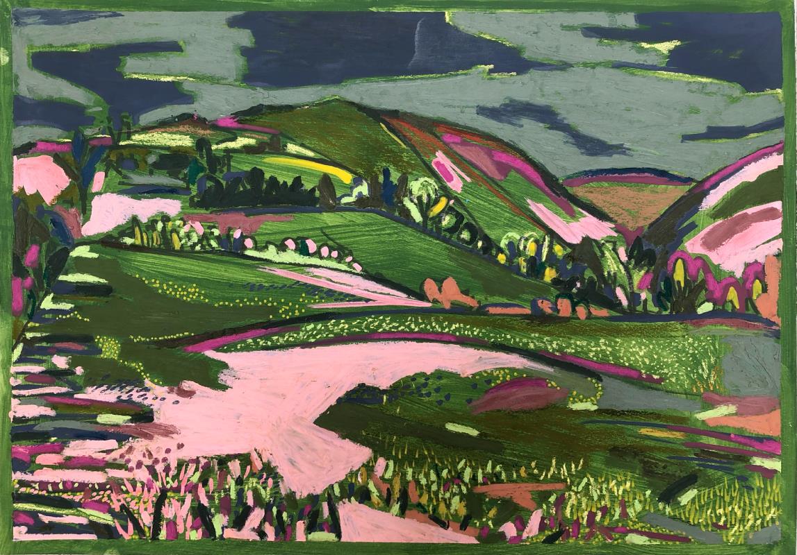 Bright Pink Light in Shropshire Hills