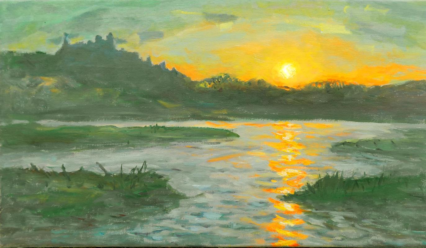 Sunset on the Durance, Orgon Castle ruins, Provence