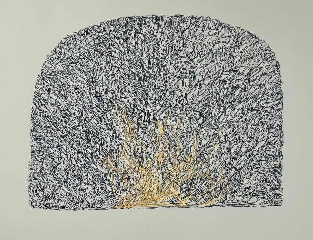 Branches in indigo and gold