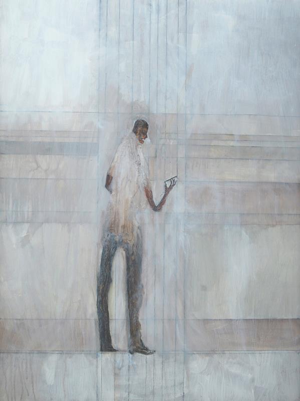 Figure On Phone from Coffee Shop