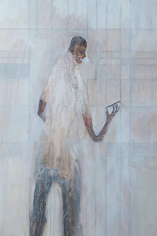 Figure On Phone from Coffee Shop