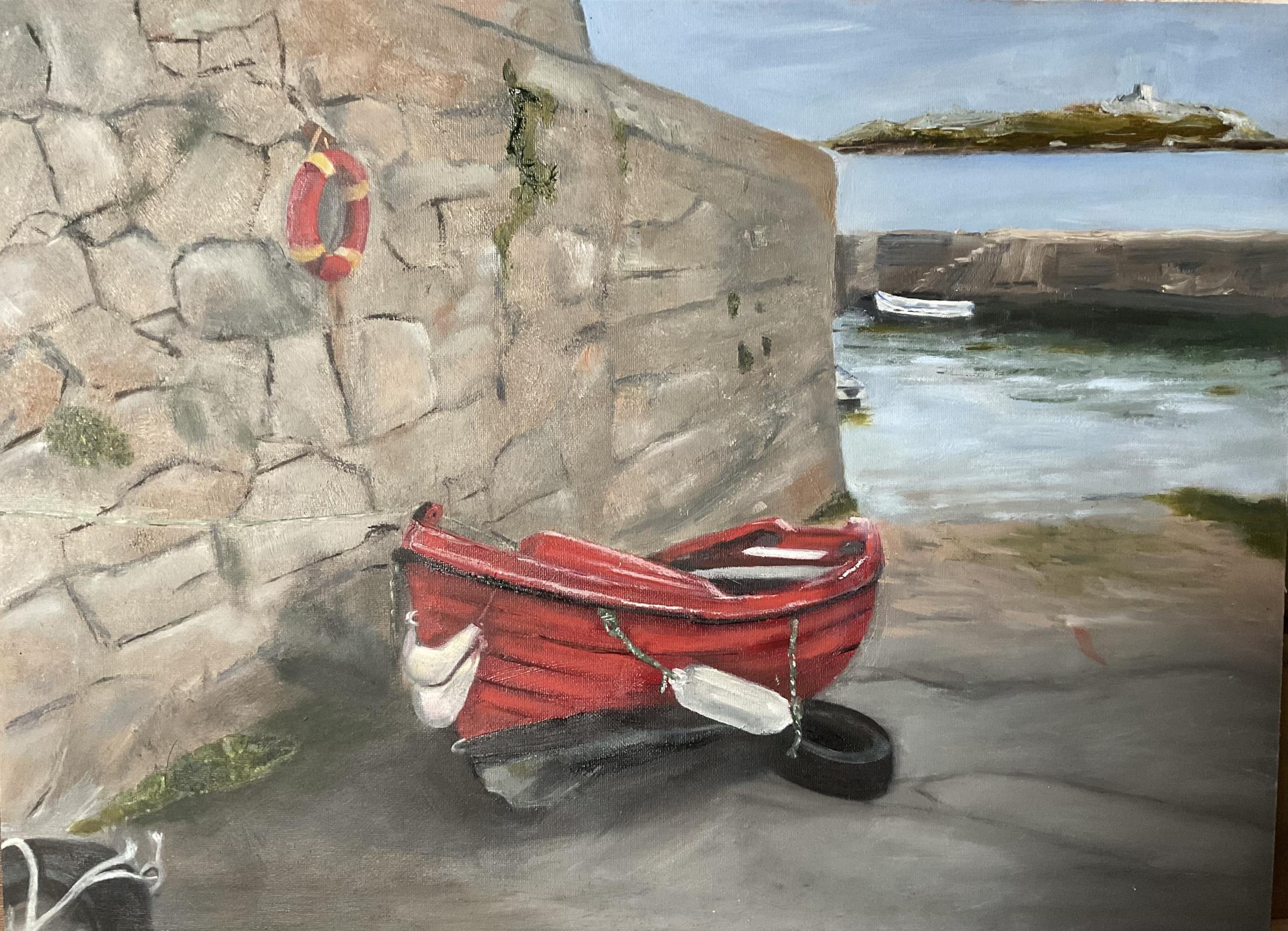 Red Boat in Coliemore Harbour