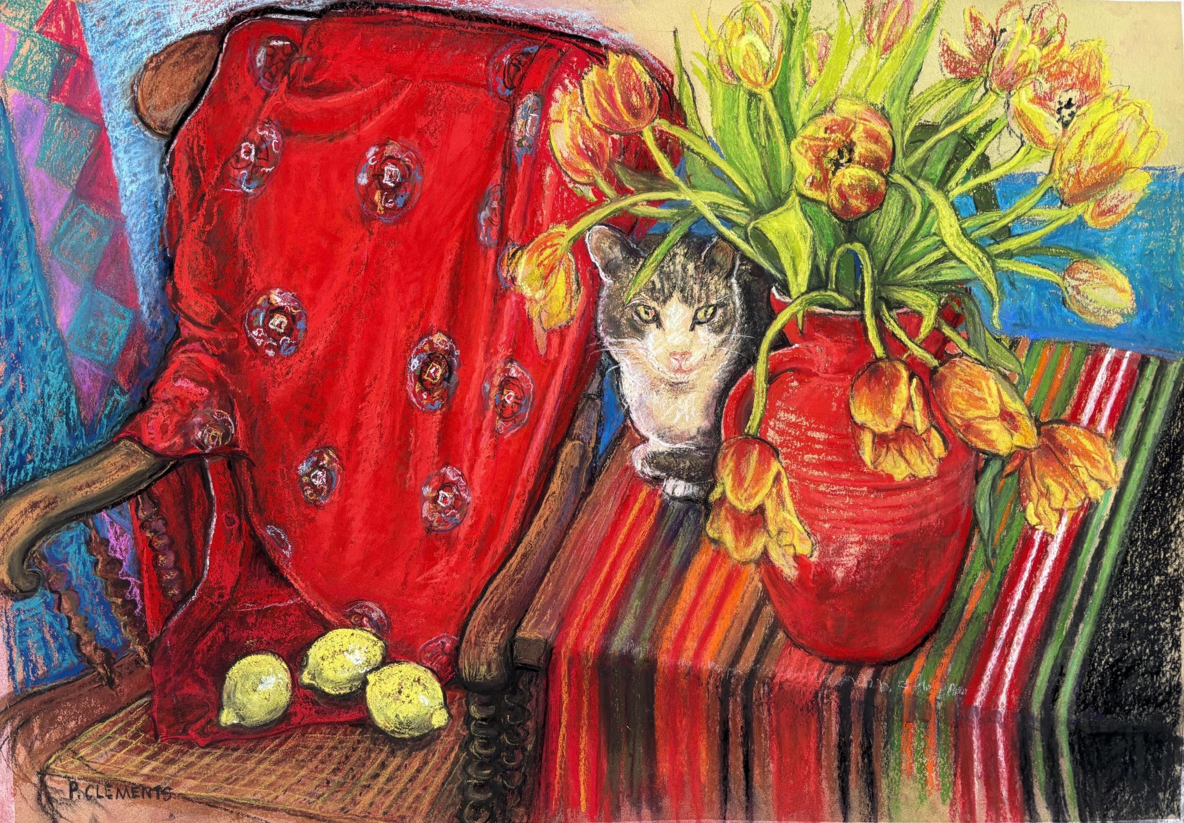 Jasper cat among the Tulips