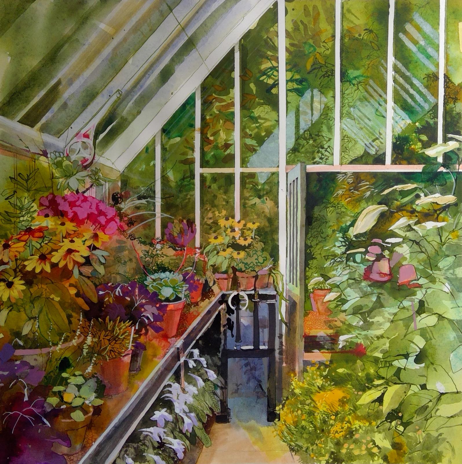Broughton Grange Glasshouse with Streptocarpus