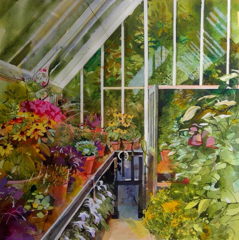Broughton Grange Glasshouse with Streptocarpus