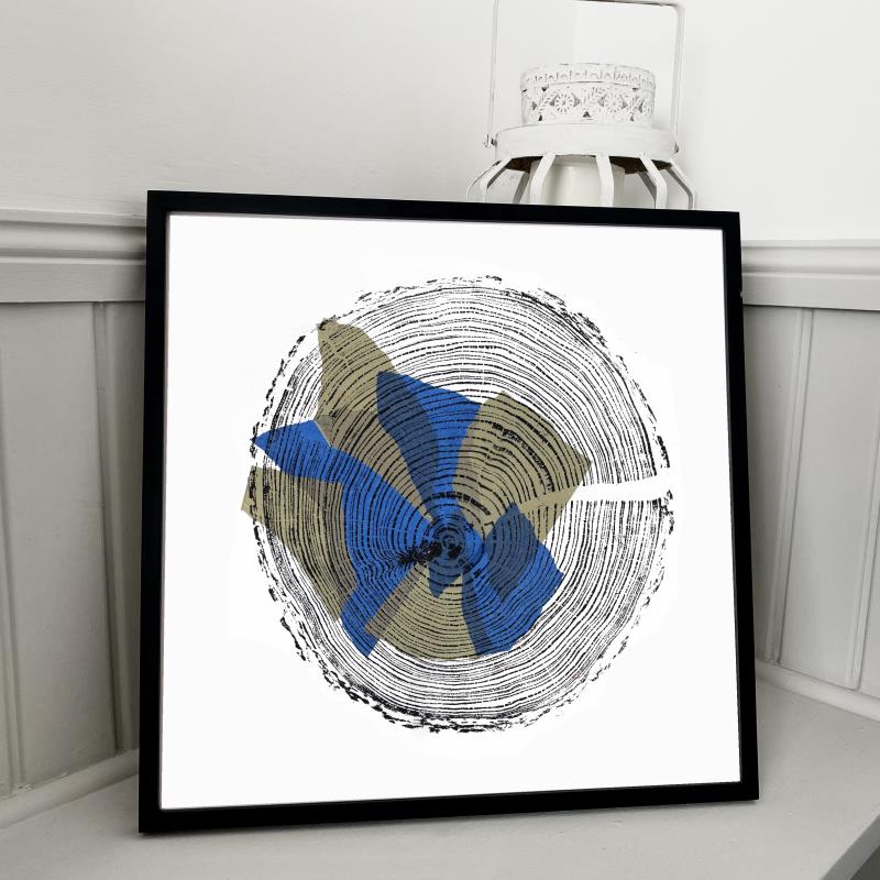 Gold and Navy larch Tree Ring Print