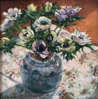 White Anenomes in a Ginger Jar