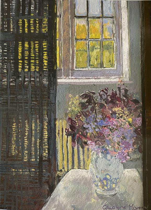 Wicker screen and flowers