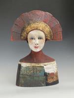 Bust with red fan hat