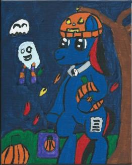 shadow Trick-or-treating with a pumpkin