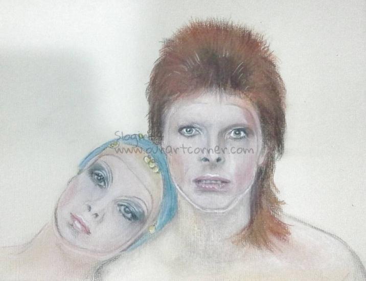 album cover-Pinups, Bowie and Twiggy
