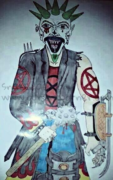 killer clown climbing the stairs