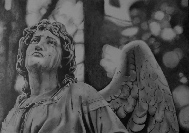 Angel Statue in pencil by JPW Artist
